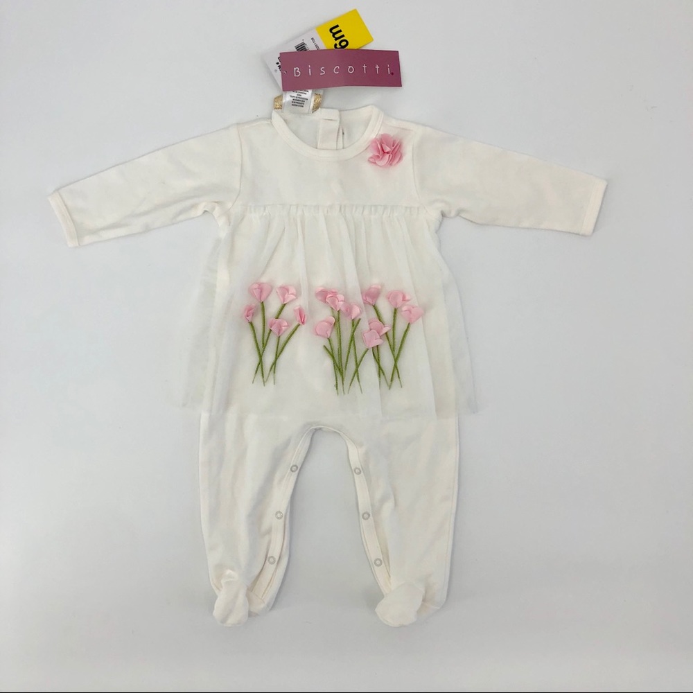 NEW Biscotti tutu floral white onepiece 6M